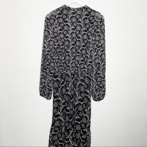 ALC Kate Dress Black White Floral Printed Long Sleeve Midi NWT 6 - Picture 8 of 11